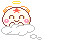 happy angel bean flying on a cloud